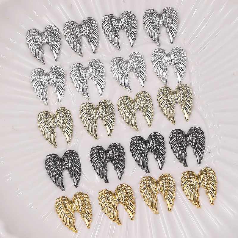 20PCS Retro Metal Angel Wings Nail Art Charms Accessories Parts For Manicure Decor Products Nail Decorations Supplies Material