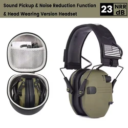 Tactical Electronic Shooting Earmuffs Outdoor Hunting Sound Pickup and Noise Reduction Impact Hearing Protection Helmet With Bag