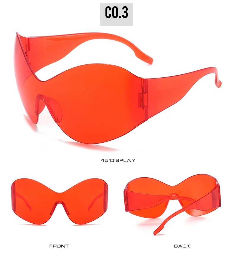 Übergroße Y2K Punk Randlose Sonnenbrille für Damen und Herren, Großer Rahmen Steampunk Schmetterlings-Schutzbrille für Damen, 2000er-Jahre Goggle-Brillen – Detail 10