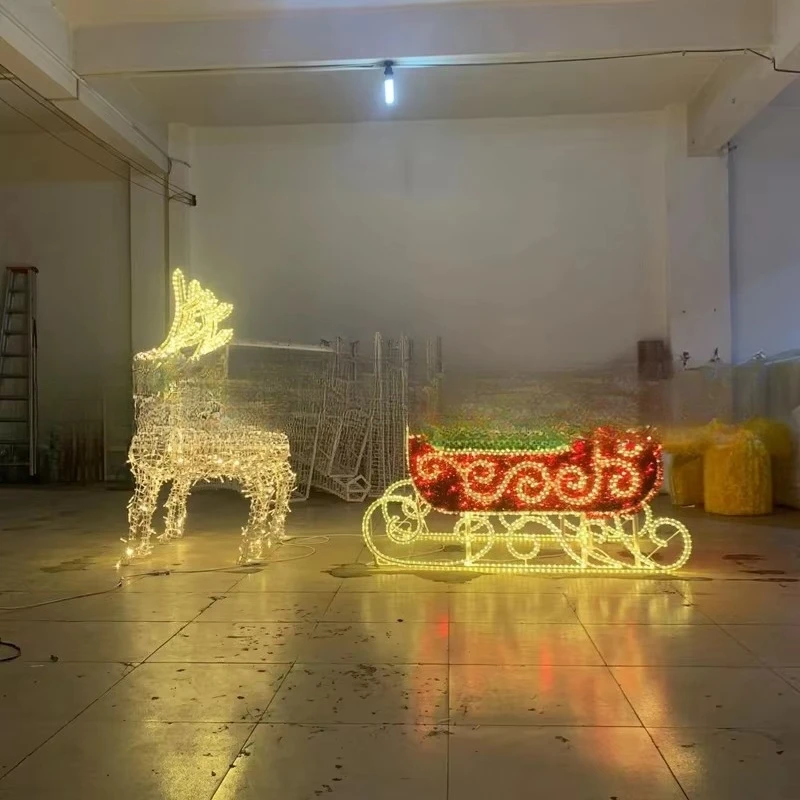 Hot Selling Outdoor Christmas 2D Glow Pattern Santa Reindeer Sleigh IP68 Waterproof Fit Garden Street View Wedding Decor