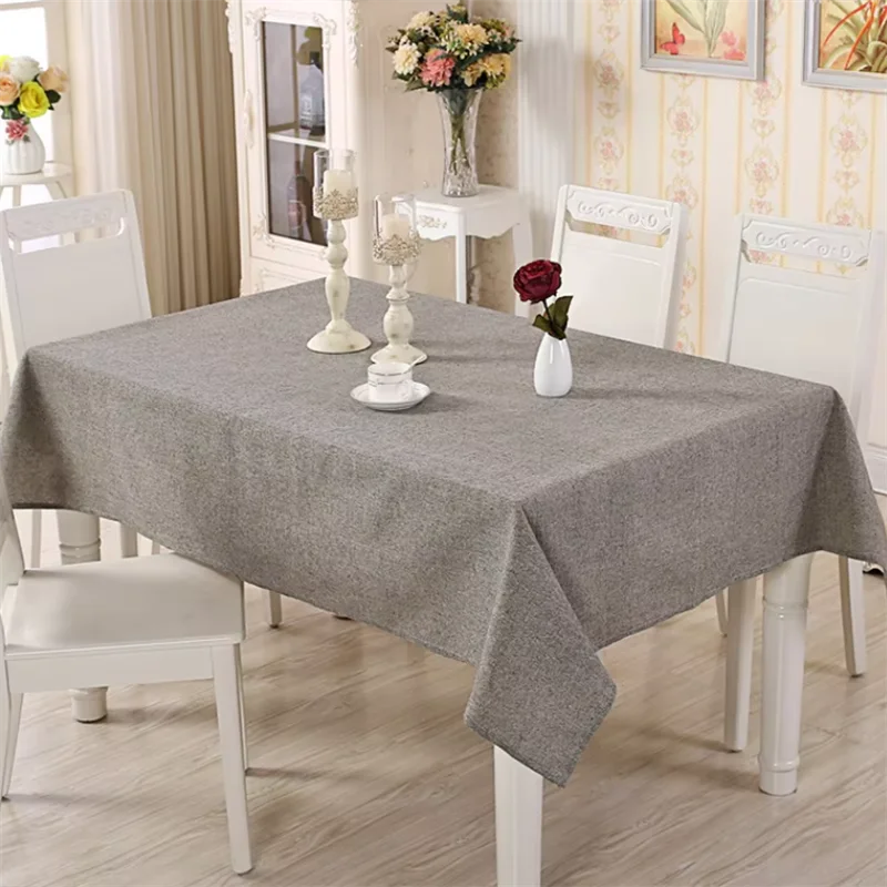 Solid Color Fabric Tablecloth Cotton Linen Thickened Plain Color Simple Modern Dining Table Cloth  High-end Nordic TeaTablecloth
