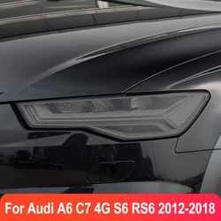 2 Pcs Car Headlight Protective Film Smoked Black Tint Wrap Vinyl Transparent TPU Sticker For Audi A6 C7 4G S6 RS6 2012-2018