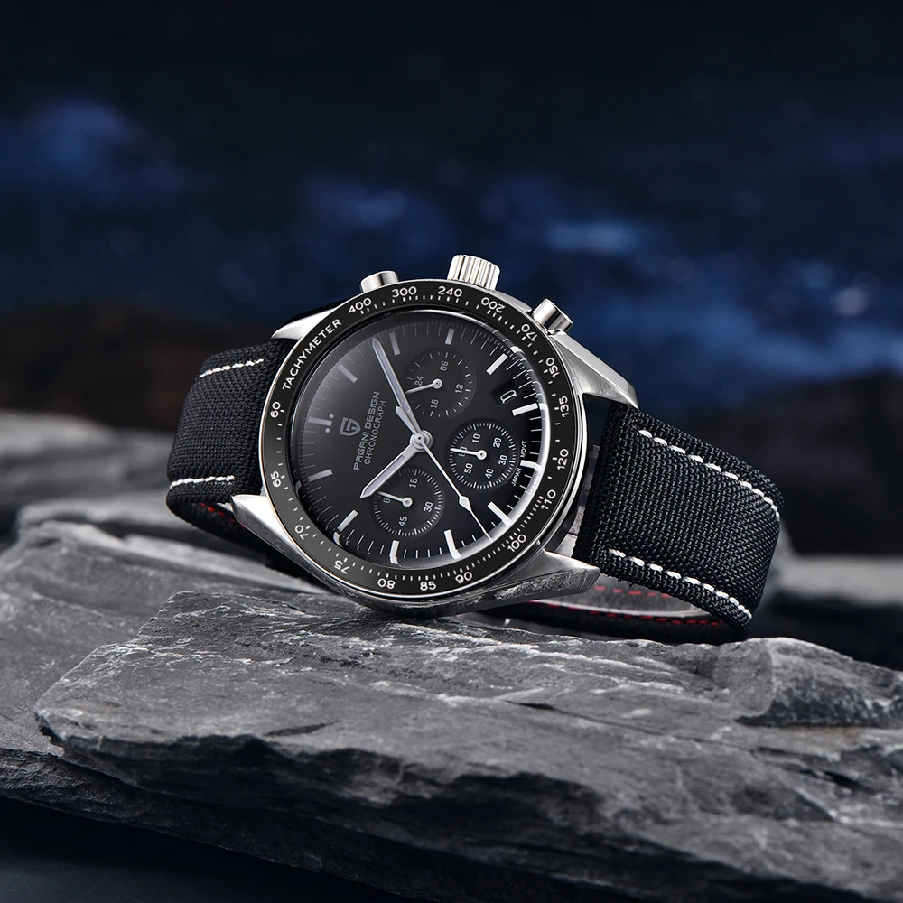 PAGANI DESIGN-reloj analógico de acero inoxidable para hombre, cronógrafo de cuarzo, resistente al agua, con Luna, zafiro, VK63