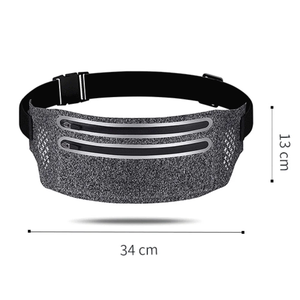 Waist Bag Slim Outdoor Double Zippers Pocket Phone Storage Pouch Sports Running Rosy Comfortable Adjustable Strap Headphone Hole