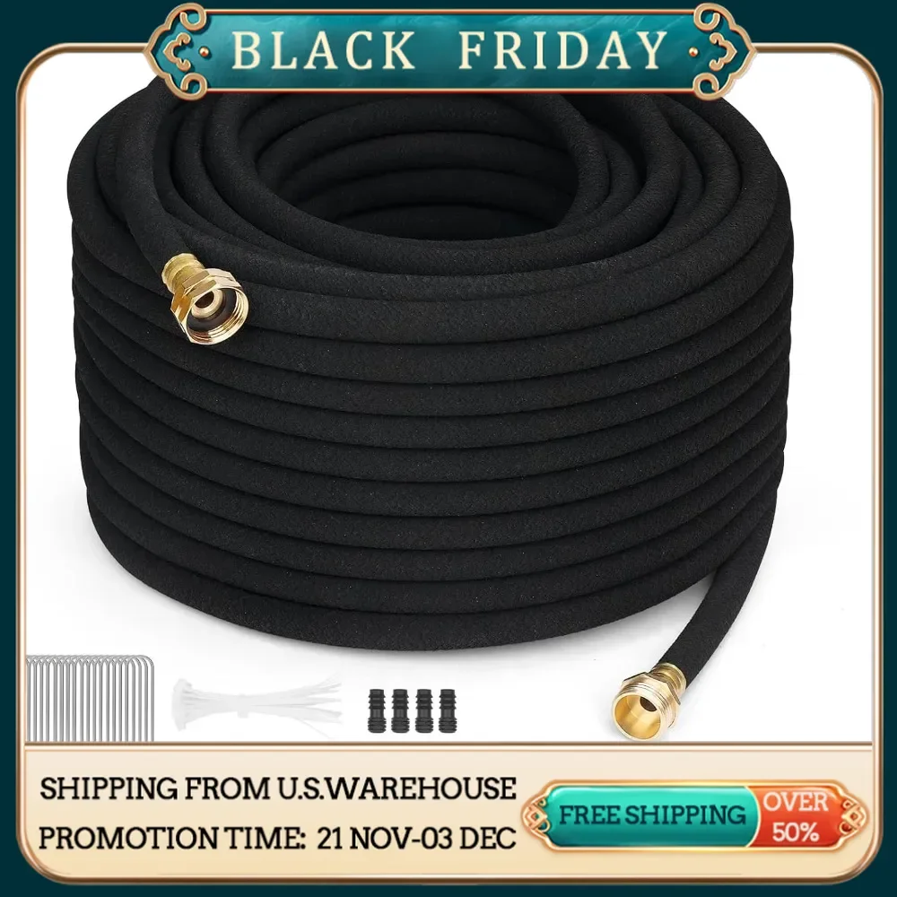 Soaker Hose for Garden BedsSolid Brass Connectors Rubber Longer Lasting Drip Irrigation Save of Water Various Accessories Great