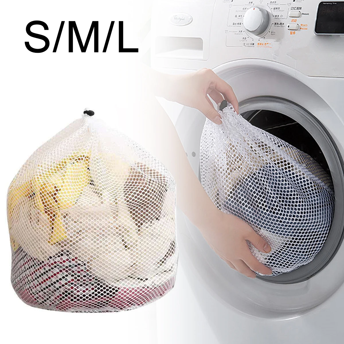 

1 PCS Drawstring Laundry Bag Coarse Net Three Optional Size Washing Bags Dirty Clothes Organizer Pouch Laundry Bag