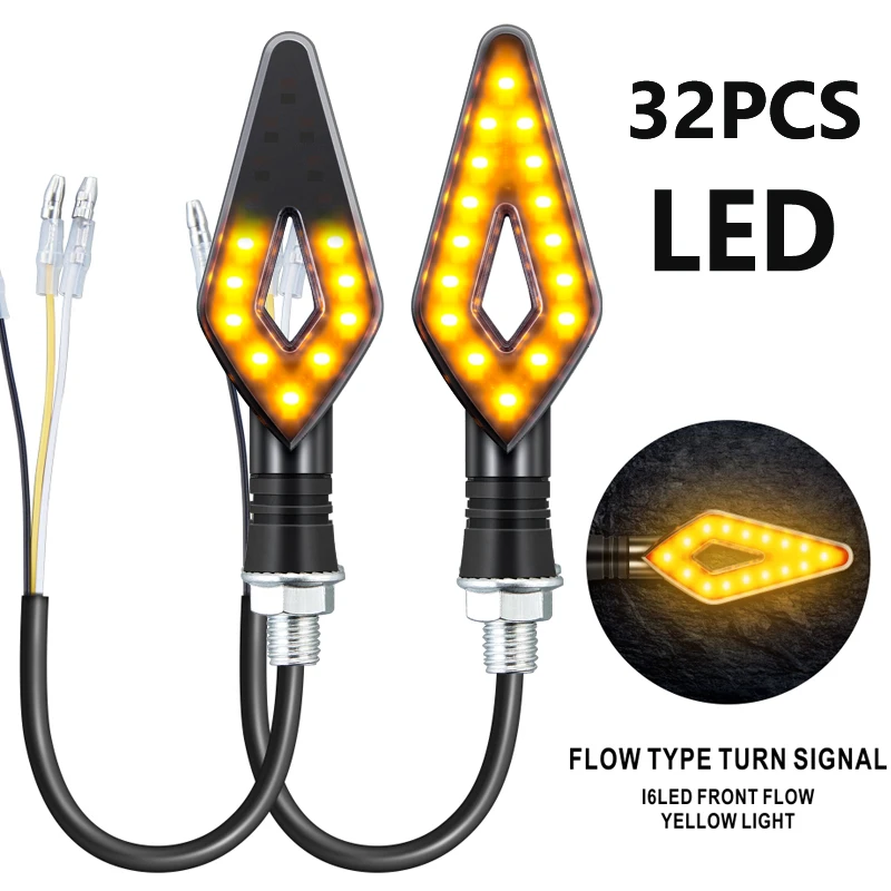 Motorcycle LED Turn Signal Light Universal DRL Amber Flowing Blinker Indicator Motorcycle Flashing Light Tail Lamp