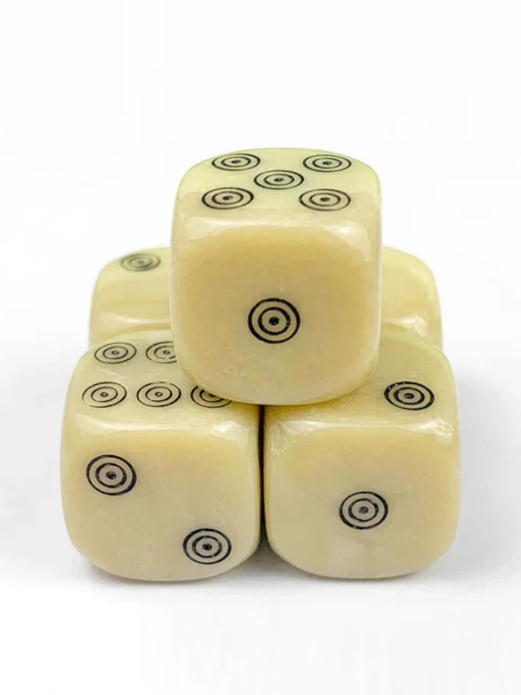 10/20 pièces 16mm dés acryliques ivoire avec sac D6 dés pour jeu de société rond divertissement fête Cubes Mahjong accessoires dés