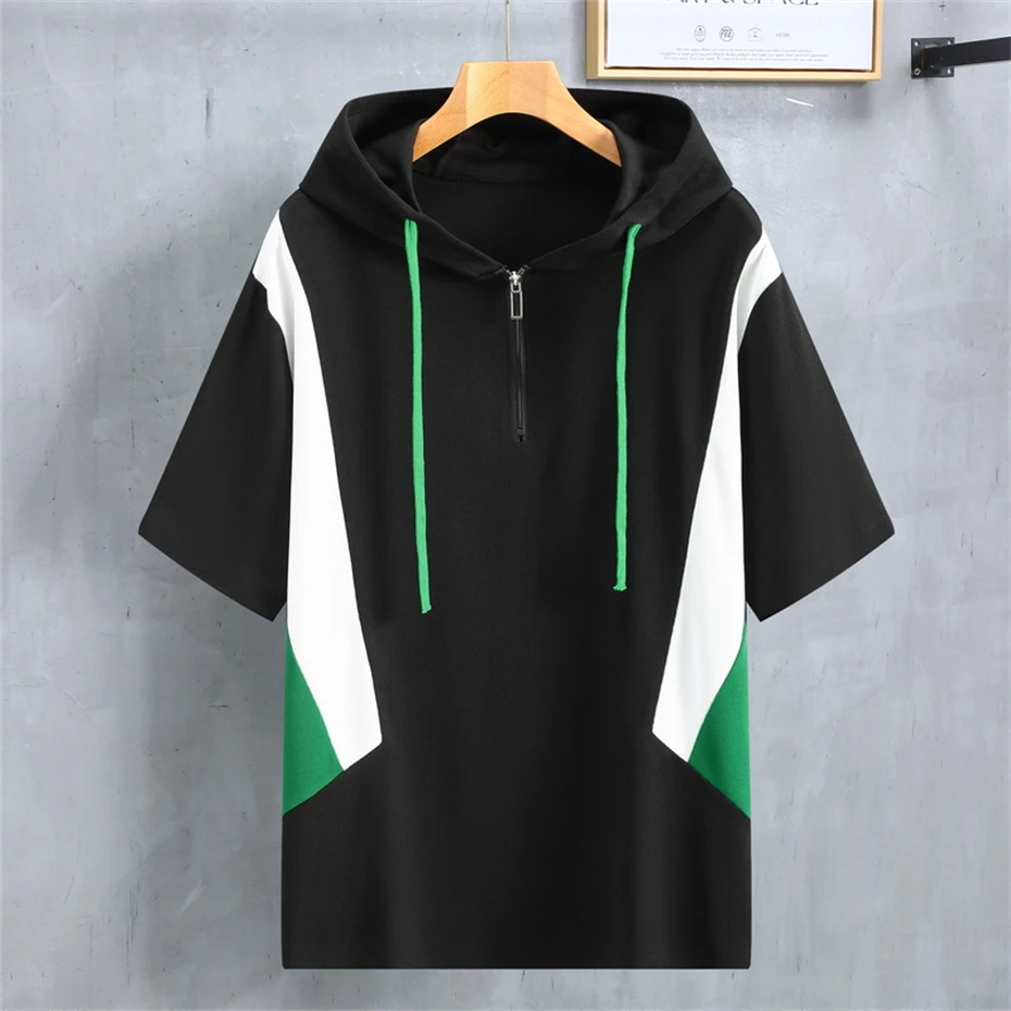 Men's Sets Summer Hooded T-shirt Shorts Plus Size 11XL 10XL Fashion Casual Patchwork Suits Male Big Size 11XL