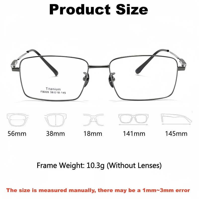 YIMARUILI Business Men's Pure Titanium Eyeglasses Frame Ultraligh Fashion High-Quality Square Optical Prescription Glasses F8009