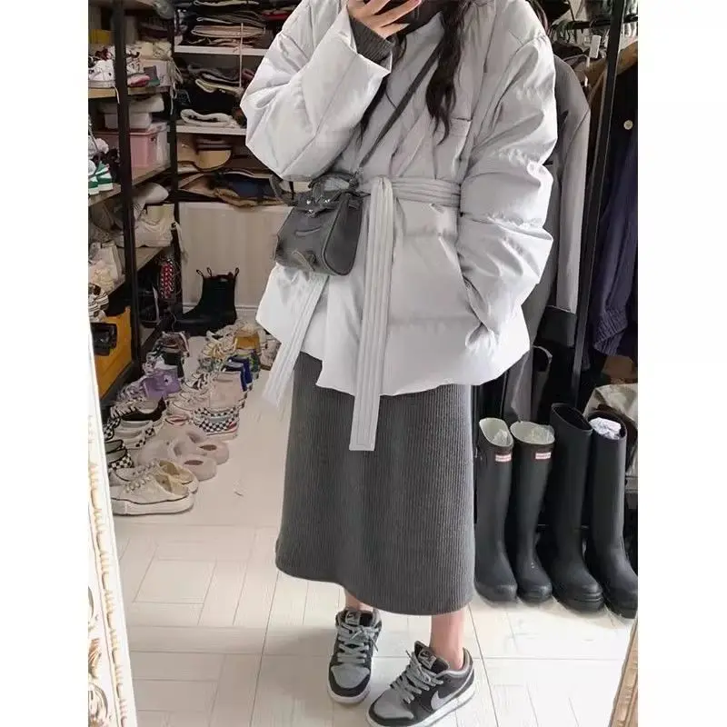 Winter Blue Cotton-padded Jacket Coat Women's Design Thick Bread and Casual Warm Cotton-padded Coat