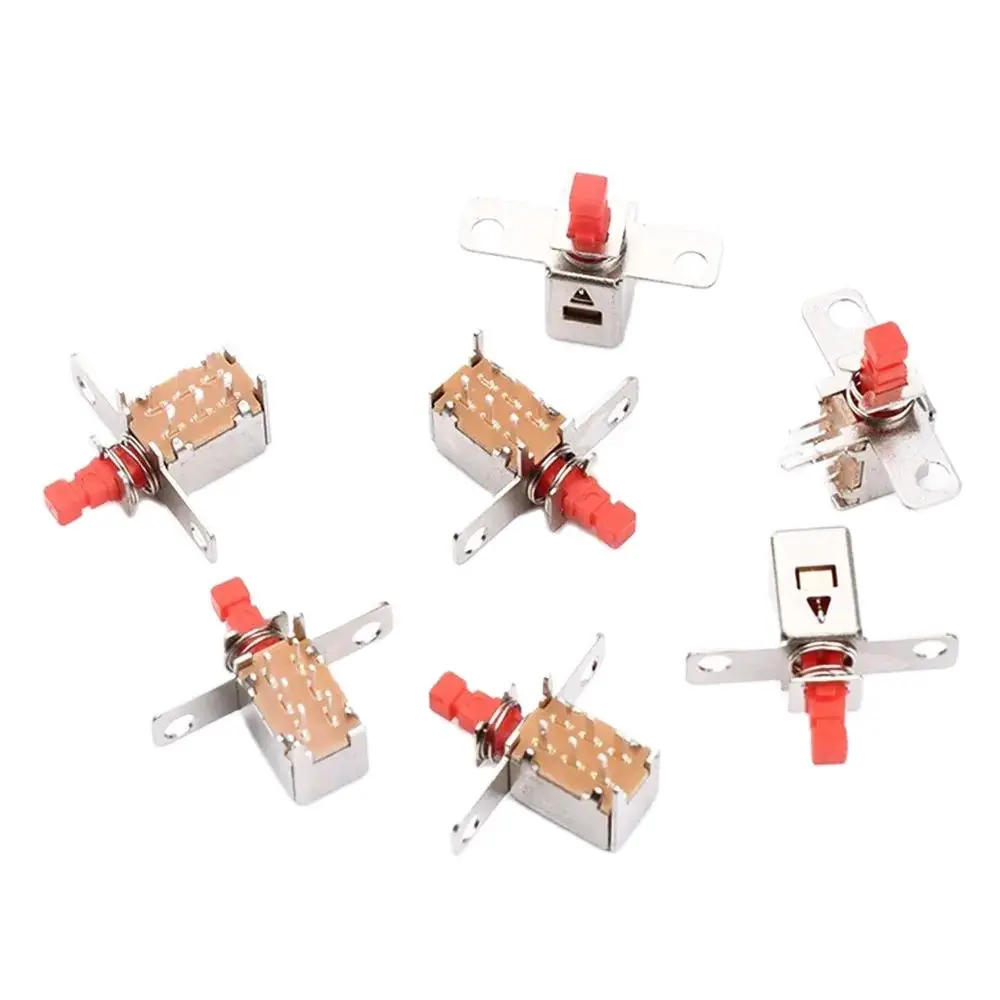 1-5Pcs A03-08 6Pin TV PS22F24 Power Switch With Spring Self-locking Unlocked Red DC 12V 50MA Unidirection Push-button Switch
