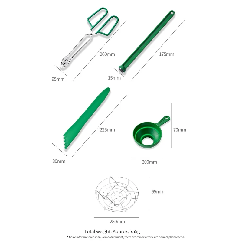 Juego de 7 Uds de herramientas para conservas, conservas a presión para conservas, olla para conservas caseras, pinzas elevadoras para conservas, tarro de embudos para conservas rojo de fácil instalación