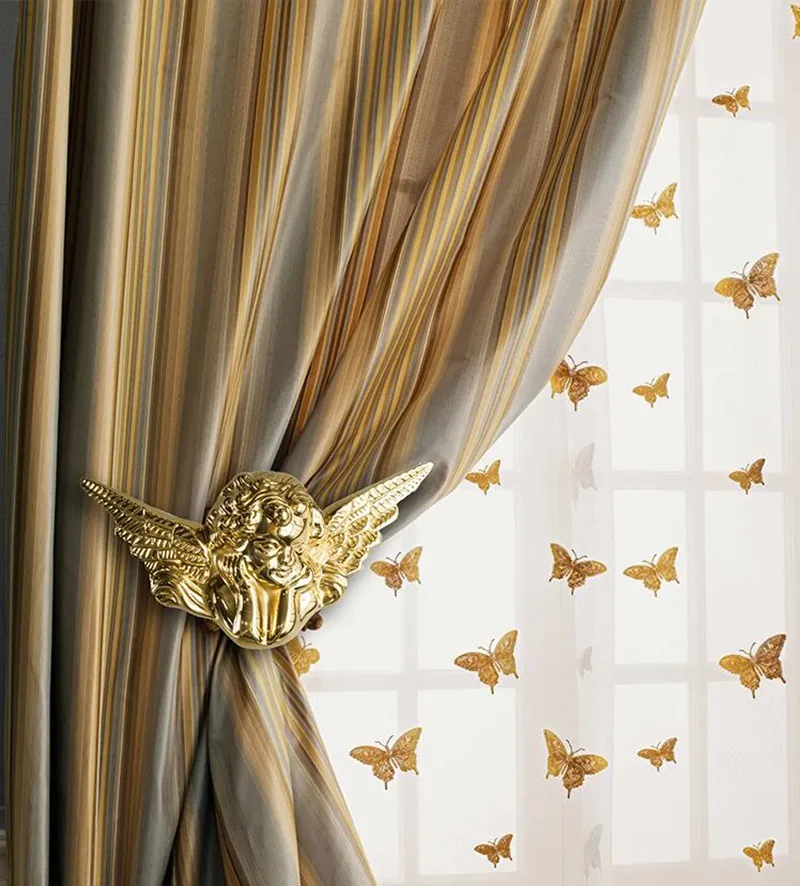 

Window Dressing Curtain Hook Solid Brass Golden Animal Wings Shape Curtain Buckles Room Decorative Hardware Curtain Hangers