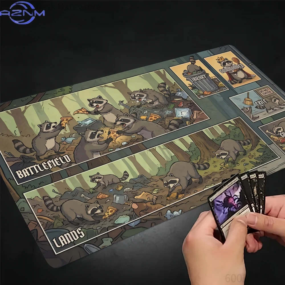 Trash Panda Racoon Playmat Magic Party Game Mat Durable Rubber for TCG Games  Mouse Pad Offices Desk Mats Friendly Design