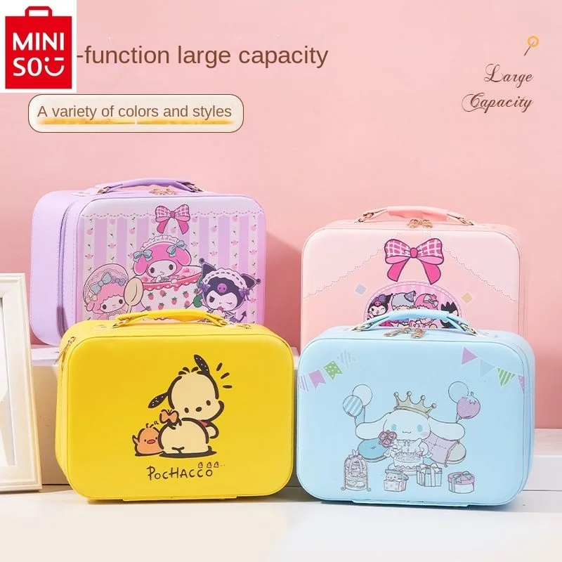 

MINISO Hello Kitty Kuromi Portable Organizing and Storage Box Women's High Quality High Capacity PU Leather Handbag