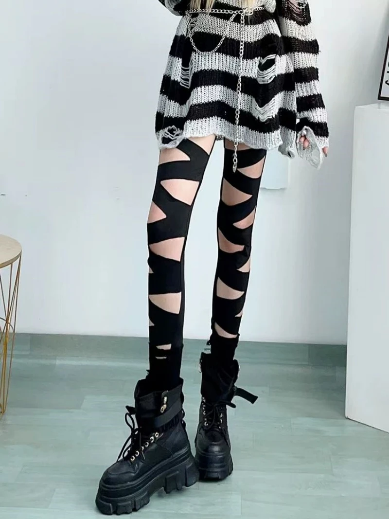 Women\'s Tattered Leggings Ripped Leggings Stretch Cropped Pants Fashion Trends New for Fall 2024