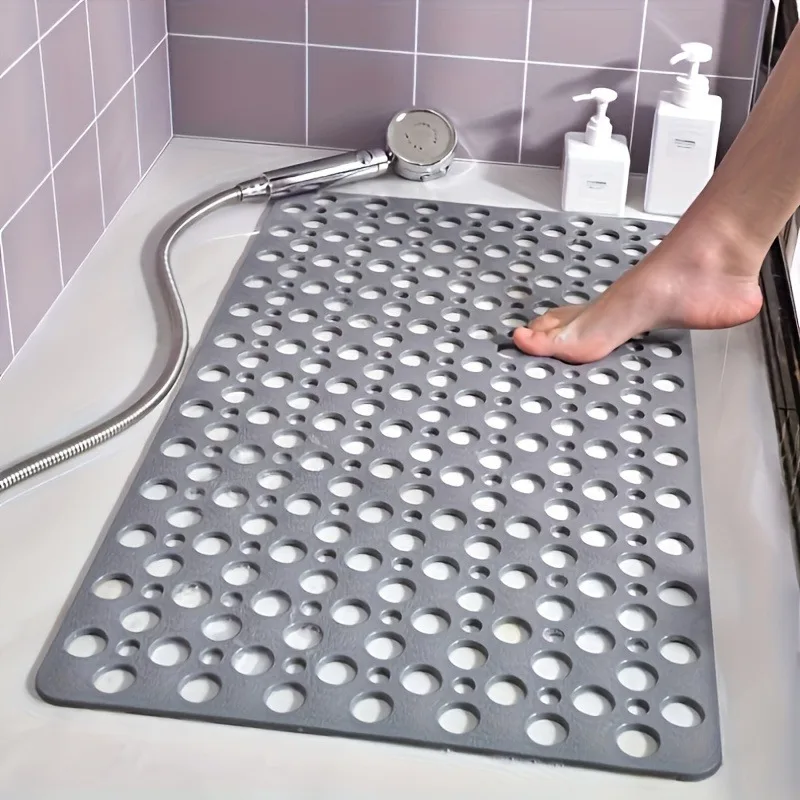 Rutschfeste Badematte mit Saugnäpfen, schnell trocknende Duschbodenmatte mit Massagetextur, Abflusslöcher für die Sicherheit im Badezimmer, rutschfest