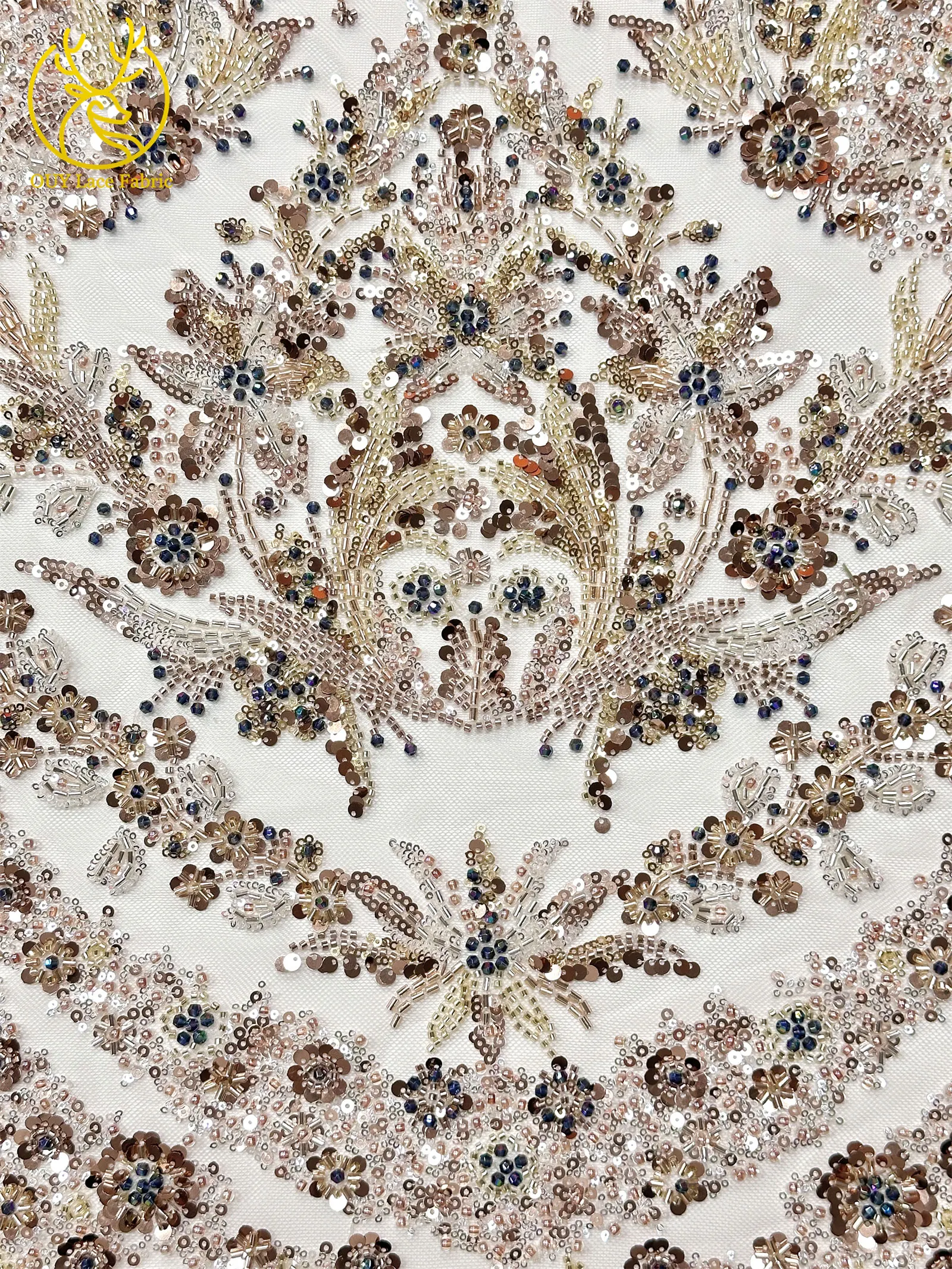 Luxuriöser Afrikanischer Spitzenstoff 2026 Hochwertige Französische Perlen-Pailletten-Spitze 5 Yards Nigeria Tüllspitze für Party- und Hochzeitskleider – Detail 7