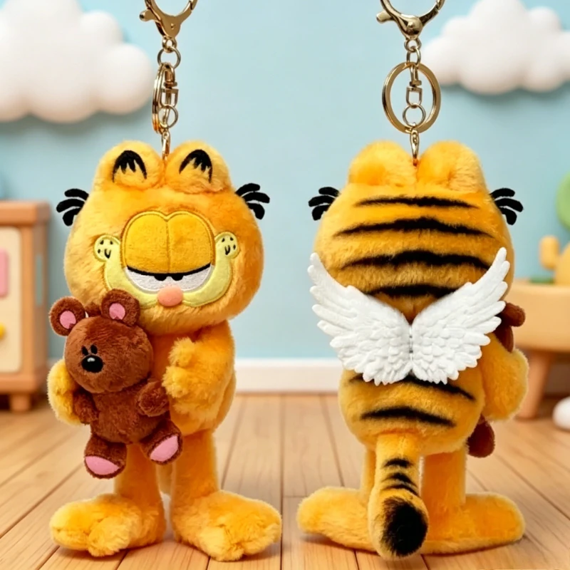 

Garfield cartoon cute plush doll keychain creative kawaii lucky cat figure backpack pendant anime merchandise wholesale