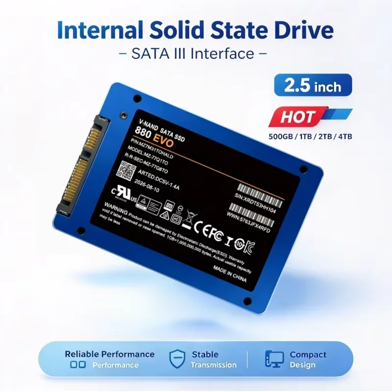 2.5 Inch SATA III Internal SSD 1TB 2TB Internal Solid State Hard Drive 4TB 880-EVO High Speed Hard Disk for Laptop Desktop PC