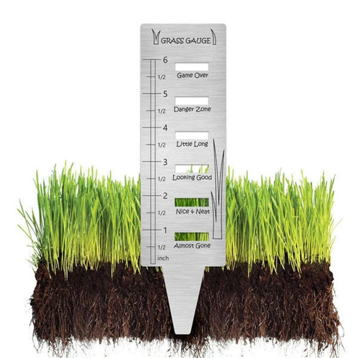 Medidor de césped AB51: medidores de césped de acero inoxidable, medidores de césped de jardinería para regalos, herramienta de césped, paisajismo de patio, crecimiento de plantas