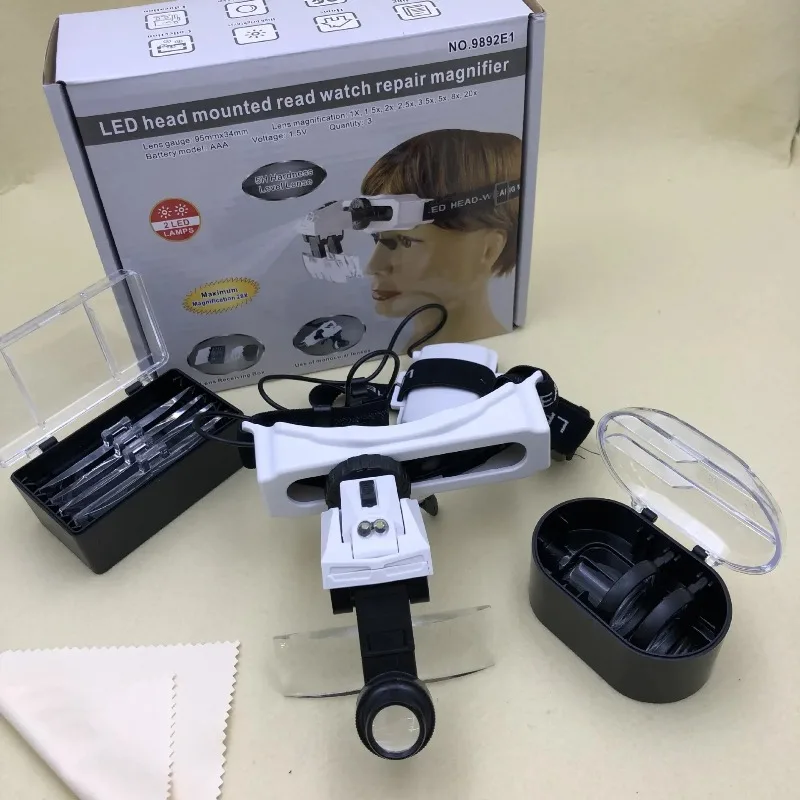 Magnifying Glass with Light Head Mounted Magnifier High Definition Lens Hands Free Ideal for CloseUp Crafting Reading Repair