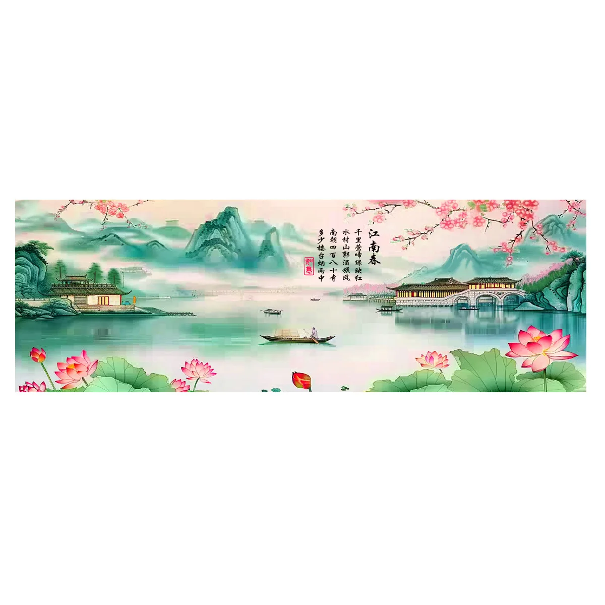 

9ct 175X65cm Jiangnan Spring Scenery Embroidery DIY Chinese Style Printed Kits Cross Stitch Needlework Set Home Decor Crafts