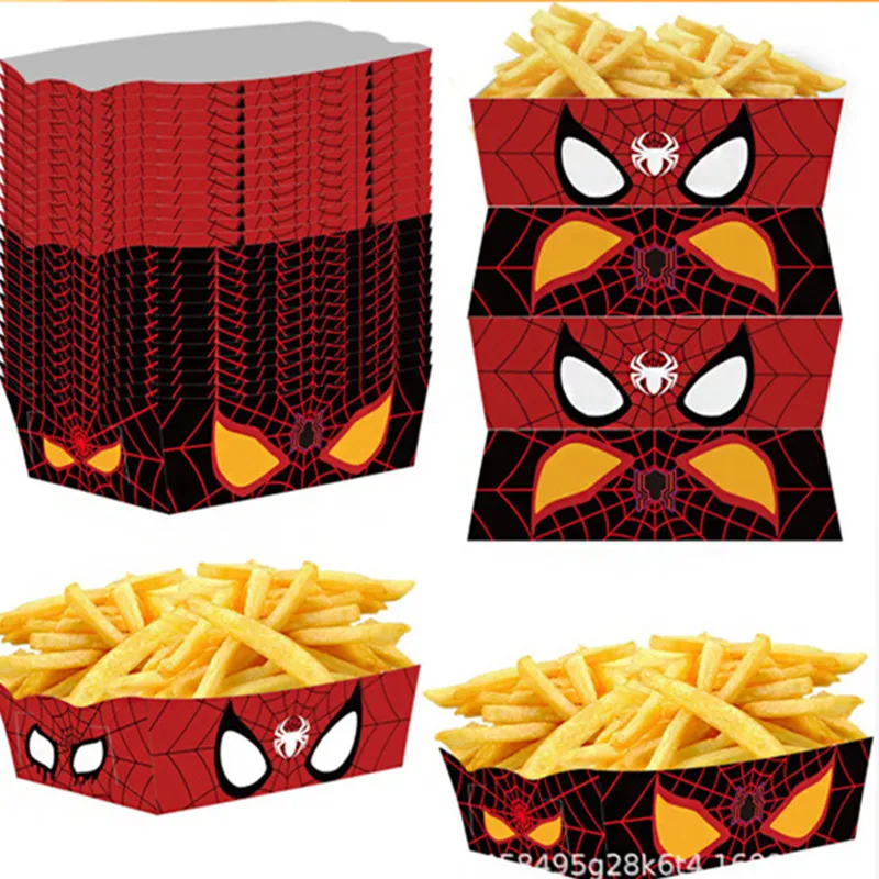

24pcs Spiderman Paper Food Serving Trays Candy Snacks Hero Popcorn Box Kids Birthday Party Supplies Party Favors Baby Shower