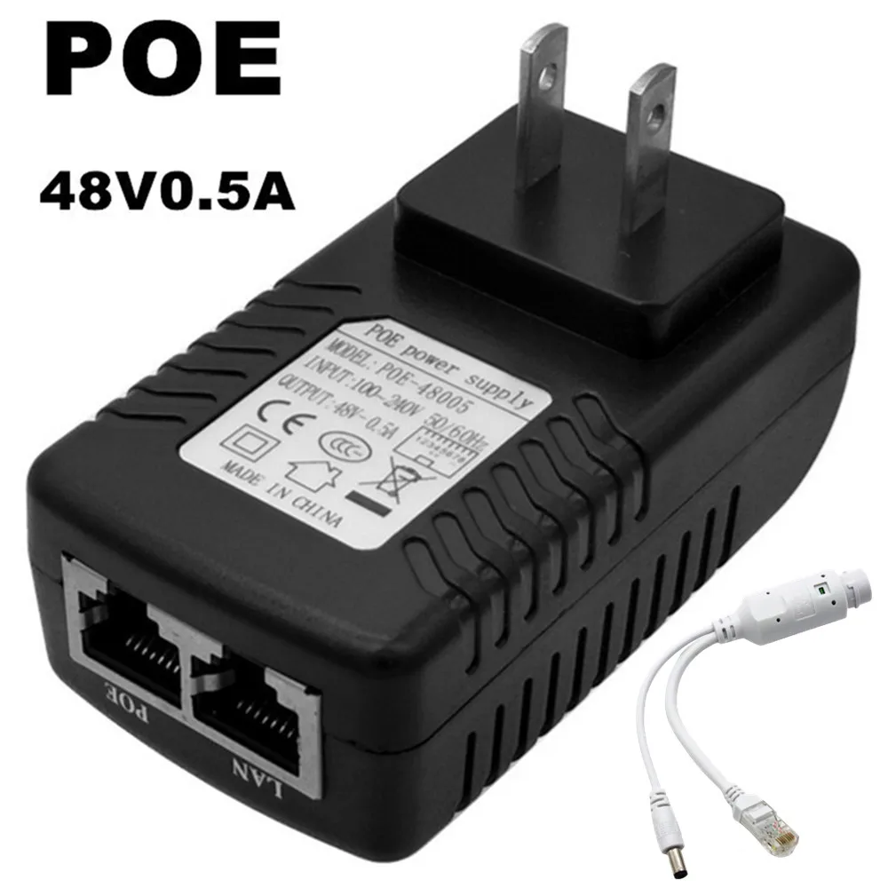 DC 48V 0.5A POE Power Supply with Standard POE Splitter For CCTV Security Surveillance POE Injector Ethernet IP Camera Phone AP