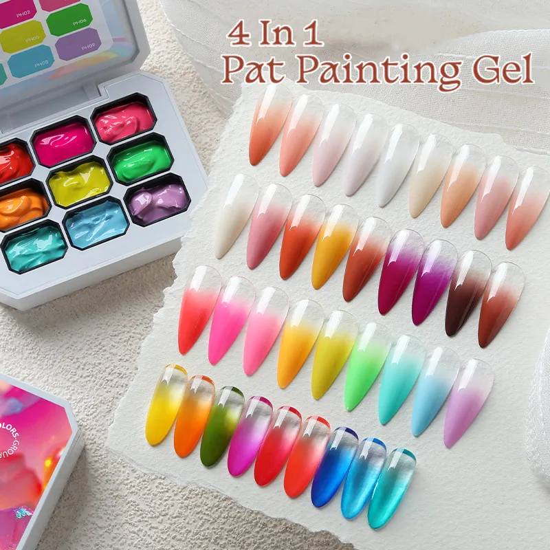 UR SUGAR 9 colores de gel para pintar y patinar, esmalte de uñas 4 en 1 para diseño francés, transferible, UV LED, removible, gel degradado 2