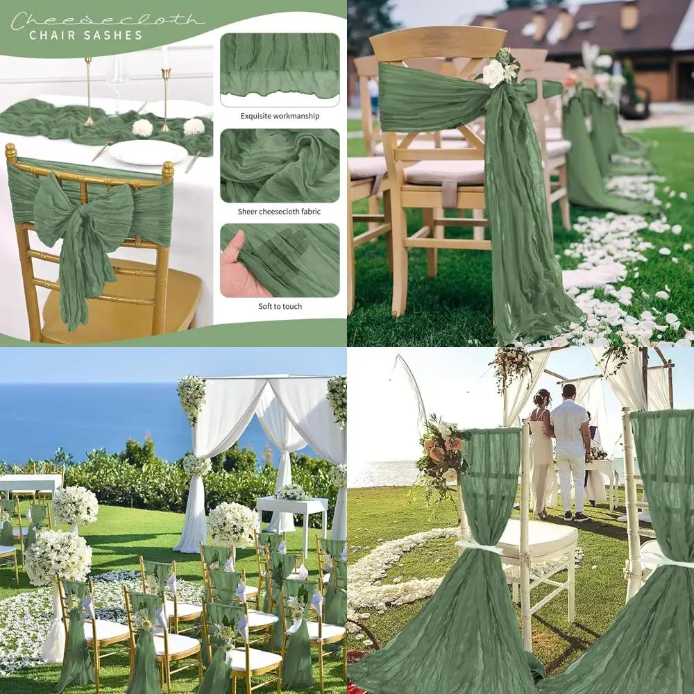 

Sage Green, 50 упаковок поясов для стульев с бантами, 15,7x70 дюймов для украшения стула для свадьбы, вечеринки и банкета