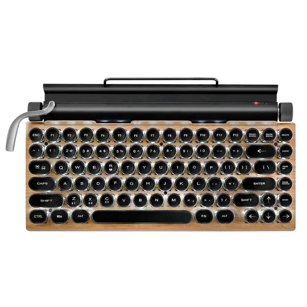 

A For TW1867 Retro Wireless Typewriter Mechanical Multi Devices Connection Classical, Punk Round Keys Keyboard for PC/Tablet/