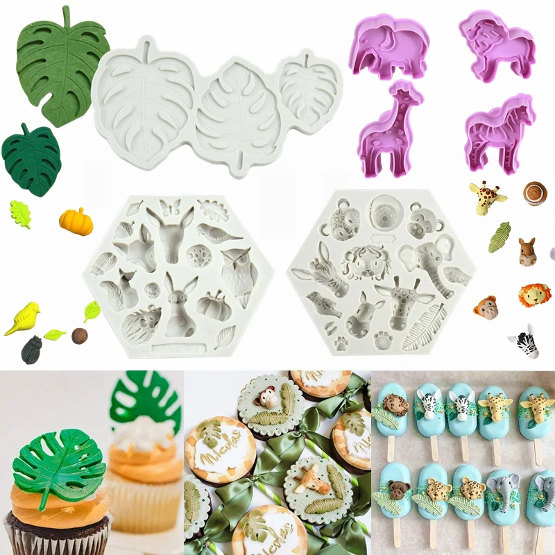 

Jungle Party Animal Cake Mould Safari Animal Shape Fondant Mold Sugarcraft Baking Cake Decorating Tools for Birthday Baby Shower