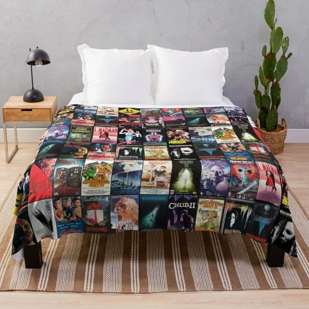 

RETRO HORROR VHS ARTWORK - 1989 Throw Blanket For Sofa Thin Thermals For Travel Shaggy Blankets