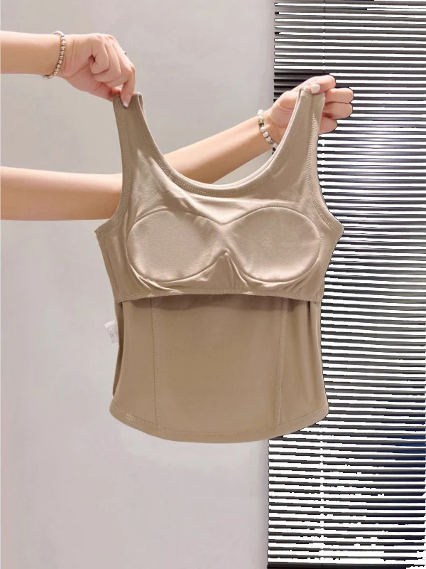 White Strapl ort Sve Women's Vest 2025 New Summer Outerwear with Chest Pad Inner Matchings No Sve Top