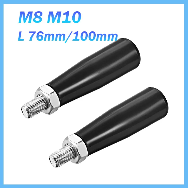 1pc Black M8 M10 Revolving Handwheel Machine Handlemale Thread Stem Plastic Handle