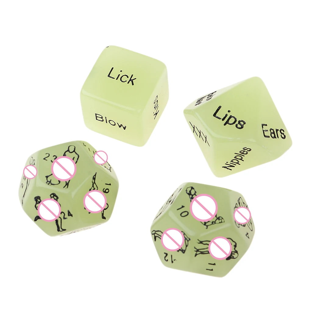 4Pieces Position Glow Dice Love Game Erotic Night Foreplay Toys Luminous