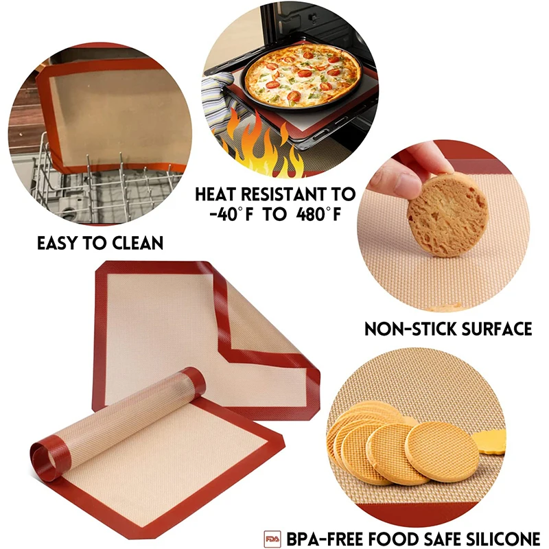 LMETJMA Silicone Baking Mat Non-Stick Reusable Silicone Pastry Baking Mat Food Grade Liquid Silicone Baking Mats KC0474