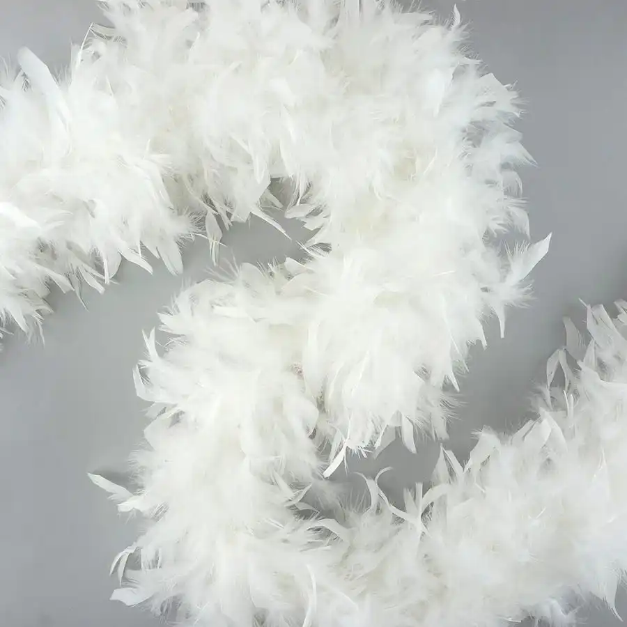 Natural White Turkey Feather Boa Wedding Party Christmas Decoration 2Yards Marabou Feather Shawl/Scarf 38g Fluffy Plumas Crafts