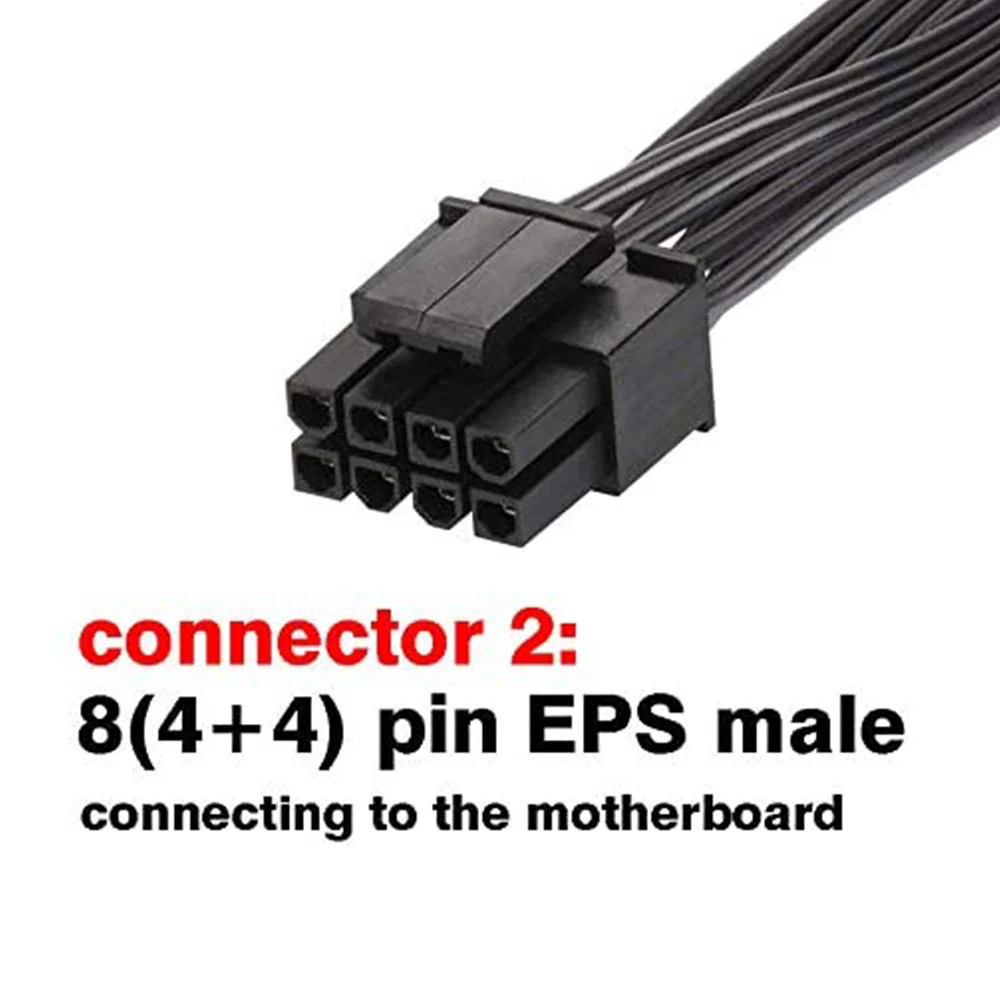 CPU 8 pinos macho para CPU 8 pinos (4 + 4) macho EPS-12V cabo adaptador de alimentação da placa-mãe para fonte de alimentação modular Corsair (60 cm)