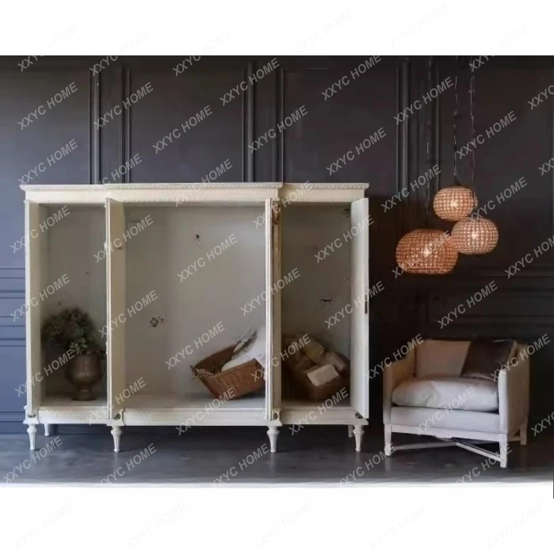 

M solid wood furniture carved gold painted large wardrobe high-end carved wardrobe