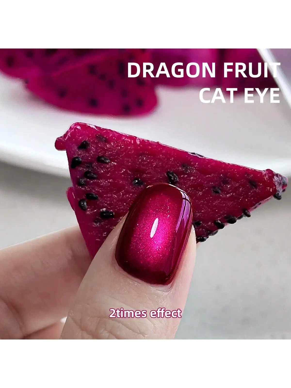 2025 Dragon Fruit Cat Eye Gel - Ultra-Bright Magnetic Polish with Diamond Sparkle Effect - 3