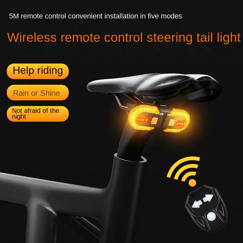 Bicycle LED Taillight Bike Rear Lamp Wireless Remote Control Turn Signal Light Cycling Safety Warning Lantern Rear Lamp