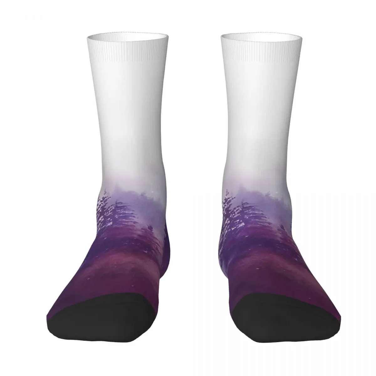 Purple Foggy Forest Stockings meme Graphic Trendy Socks Autumn Anti Bacterial Socks Adults Men Cycling Soft Socks