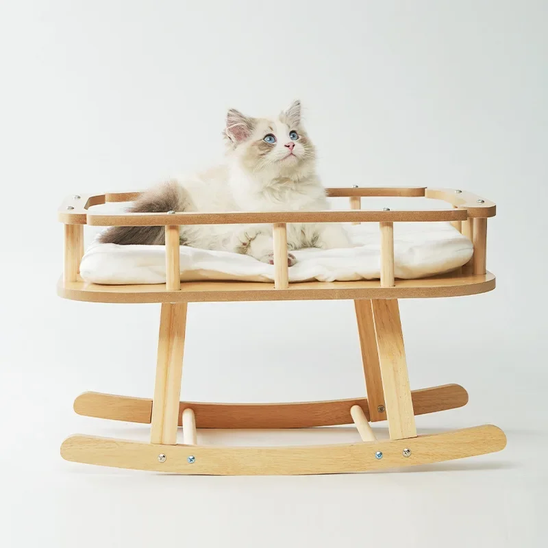 Cat's Nest Cat Bed Wooden Pet Hammock Available in All Seasons Summer Cat Swing Simple Queen Shaker