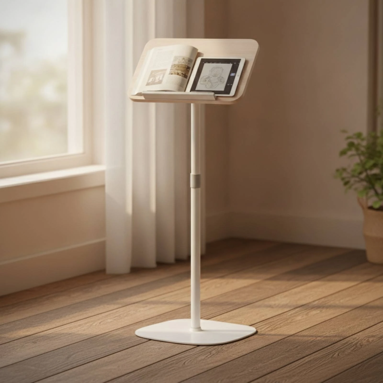 Floor Reading Stand Height Adjustable Floor Book Stand with Base Book Holder Ergonomic Podium Multi-Purpose for Students 6