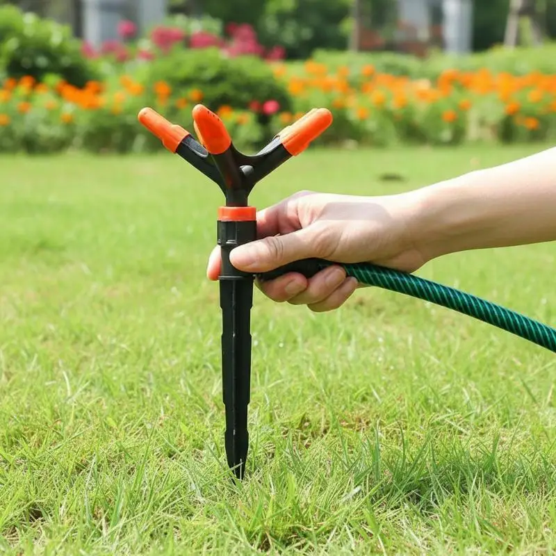 Garden Lawn Sprinkler Nozzle 360 Degree Rotating Head Automatic Water Spray Long Lasting for Outdoor Irrigation