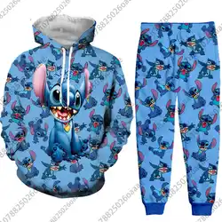 Disney Stitch Funny Men Women Fashion Lilo 3D Hoodie Print High Quality Napping Fashion Hoodies Jacket Pants Suit Tracksuit