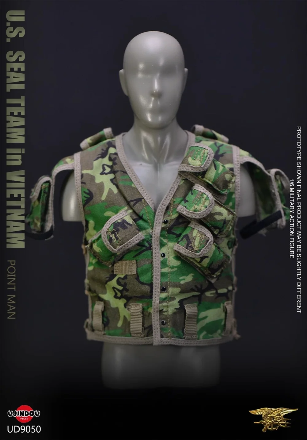 

UJINDOU UD9050 Scale 1/6 US. Soldier Point Doll Man CAMO Hang Chest Vest Round Caps Black Sweater Toys Model For 12" Doll Figure